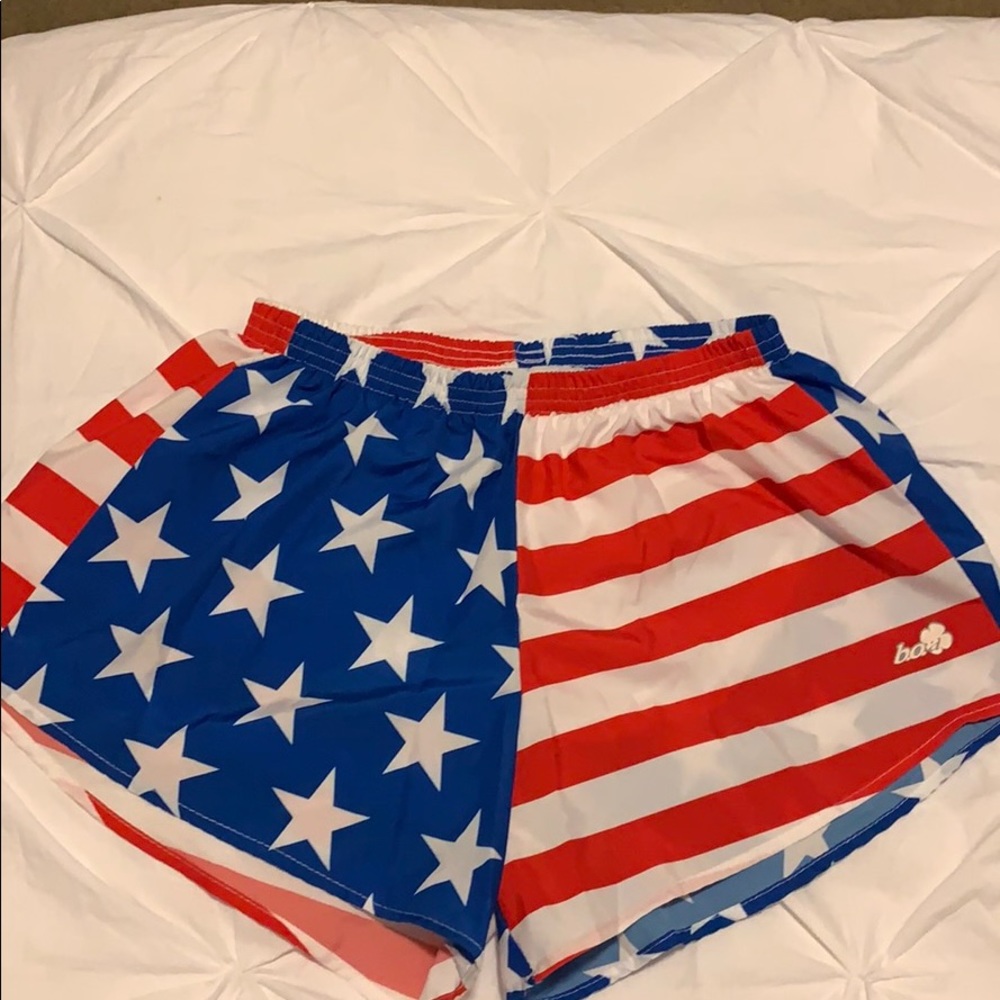 B. O. A. American flag running shorts🏃🏼‍♀️